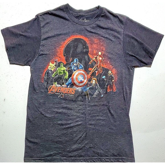 Marvel Comics Shirt Age Of Ultron Mens Medium Short Sleeve Heather Gray Graphic - Picture 1 of 3
